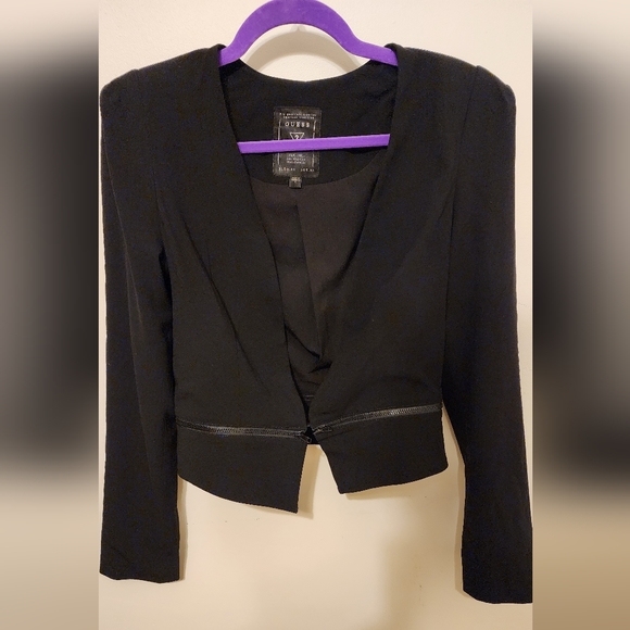 Retro GUESS black zipper bottom blazer S - Picture 2 of 8